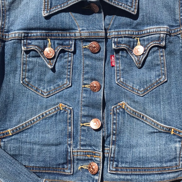 👋Levi’s Denim Cropped Jacket Small - Picture 3 of 8